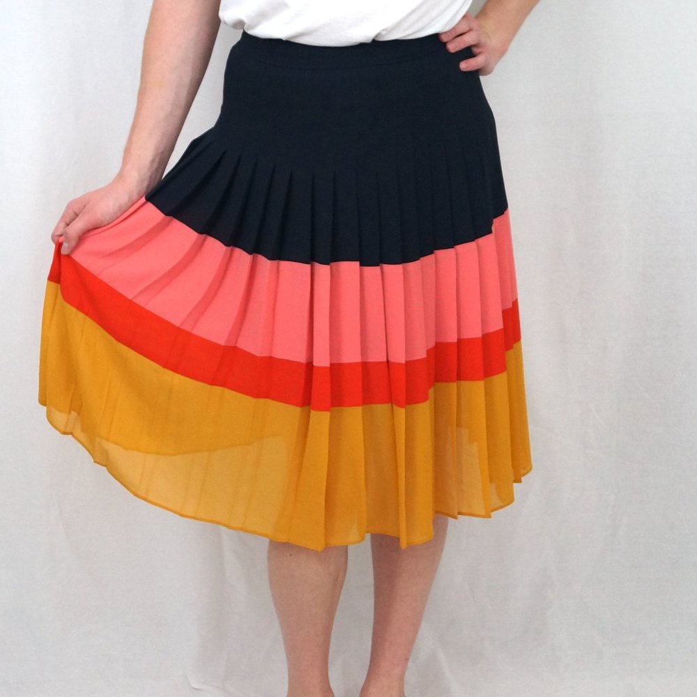 Pleated Multicolor Stripe Skirt